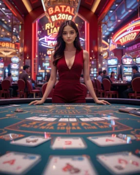 Casino table with dealer